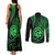 Polynesian Guam Coat of Arms Couples Matching Tank Maxi Dress and Long Sleeve Button Shirt Polynesian Tribal Tattoo Green Version