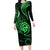 Polynesian Guam Coat of Arms Family Matching Long Sleeve Bodycon Dress and Hawaiian Shirt Polynesian Tribal Tattoo Green Version