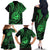 Polynesian Guam Coat of Arms Family Matching Off The Shoulder Long Sleeve Dress and Hawaiian Shirt Polynesian Tribal Tattoo Green Version