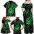 Polynesian Guam Coat of Arms Family Matching Off Shoulder Maxi Dress and Hawaiian Shirt Polynesian Tribal Tattoo Green Version