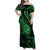 Polynesian Guam Coat of Arms Family Matching Off Shoulder Maxi Dress and Hawaiian Shirt Polynesian Tribal Tattoo Green Version