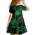 Polynesian Guam Coat of Arms Family Matching Summer Maxi Dress and Hawaiian Shirt Polynesian Tribal Tattoo Green Version