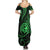 Polynesian Guam Coat of Arms Family Matching Summer Maxi Dress and Hawaiian Shirt Polynesian Tribal Tattoo Green Version