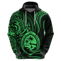 Polynesian Pride Guam Hoodie With Polynesian Tribal Tattoo and Coat of Arms Green Version LT9 - Polynesian Pride