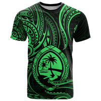 Polynesian Pride Guam T Shirt With Polynesian Tribal Tattoo and Coat of Arms Green Version LT9 Green - Polynesian Pride