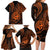 Polynesian Guam Coat of Arms Family Matching Long Sleeve Bodycon Dress and Hawaiian Shirt Polynesian Tribal Tattoo Orange Version