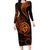 Polynesian Guam Coat of Arms Family Matching Long Sleeve Bodycon Dress and Hawaiian Shirt Polynesian Tribal Tattoo Orange Version