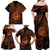 Polynesian Guam Coat of Arms Family Matching Off Shoulder Maxi Dress and Hawaiian Shirt Polynesian Tribal Tattoo Orange Version