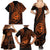 Polynesian Guam Coat of Arms Family Matching Summer Maxi Dress and Hawaiian Shirt Polynesian Tribal Tattoo Orange Version