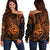 Polynesian Pride Guam Off Shoulder Sweater With Polynesian Tribal Tattoo and Coat of Arms Orange Version LT9 Women Orange - Polynesian Pride