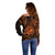 Polynesian Pride Guam Off Shoulder Sweater With Polynesian Tribal Tattoo and Coat of Arms Orange Version LT9 - Polynesian Pride