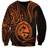 Polynesian Pride Guam Sweatshirt With Polynesian Tribal Tattoo and Coat of Arms Orange Version LT9 Unisex Orange - Polynesian Pride