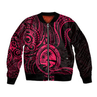 Polynesian Pride Guam Bomber Jacket With Polynesian Tribal Tattoo and Coat of Arms Pink Version LT9 Unisex Pink - Polynesian Pride