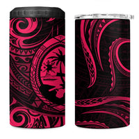 Polynesian Guam Coat of Arms 4 in 1 Can Cooler Tumbler Polynesian Tribal Tattoo Pink Version