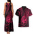 Polynesian Guam Coat of Arms Couples Matching Tank Maxi Dress and Hawaiian Shirt Polynesian Tribal Tattoo Pink Version