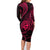 Polynesian Guam Coat of Arms Family Matching Long Sleeve Bodycon Dress and Hawaiian Shirt Polynesian Tribal Tattoo Pink Version