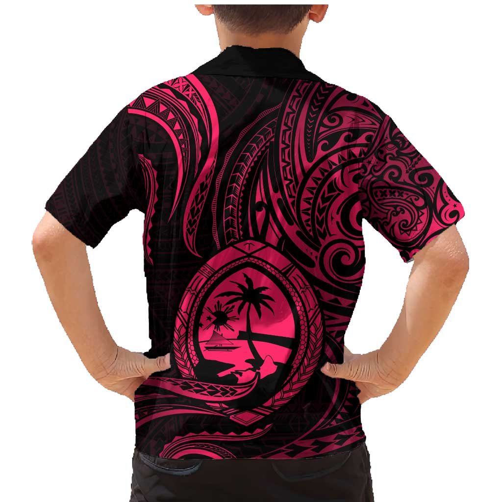 Polynesian Guam Coat of Arms Family Matching Mermaid Dress and Hawaiian Shirt Polynesian Tribal Tattoo Pink Version