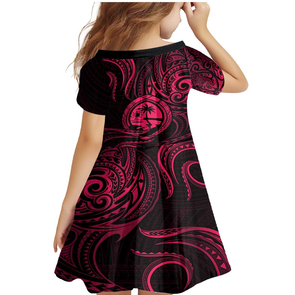 Polynesian Guam Coat of Arms Family Matching Mermaid Dress and Hawaiian Shirt Polynesian Tribal Tattoo Pink Version