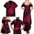 Polynesian Guam Coat of Arms Family Matching Summer Maxi Dress and Hawaiian Shirt Polynesian Tribal Tattoo Pink Version