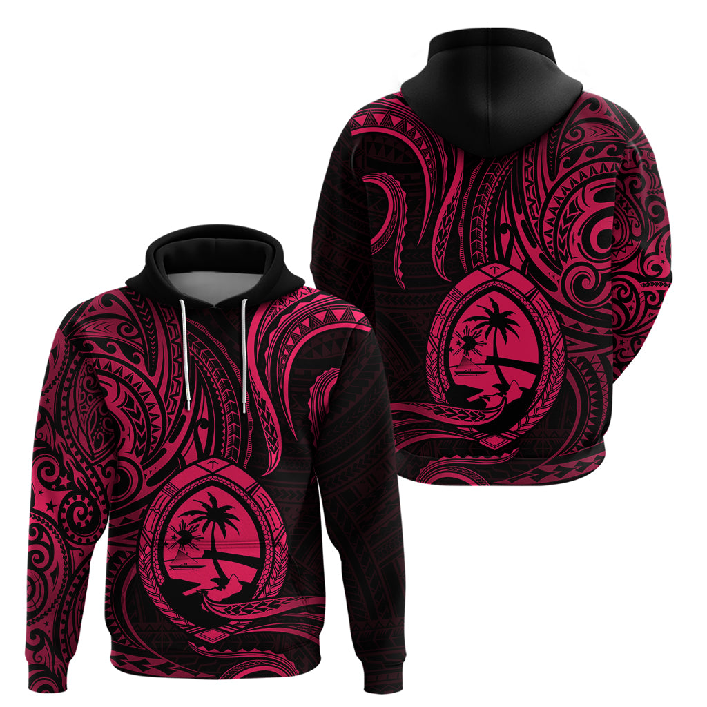 Polynesian Pride Guam Hoodie With Polynesian Tribal Tattoo and Coat of Arms Pink Version LT9 Pink - Polynesian Pride