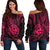 Polynesian Pride Guam Off Shoulder Sweater With Polynesian Tribal Tattoo and Coat of Arms Pink Version LT9 Women Pink - Polynesian Pride