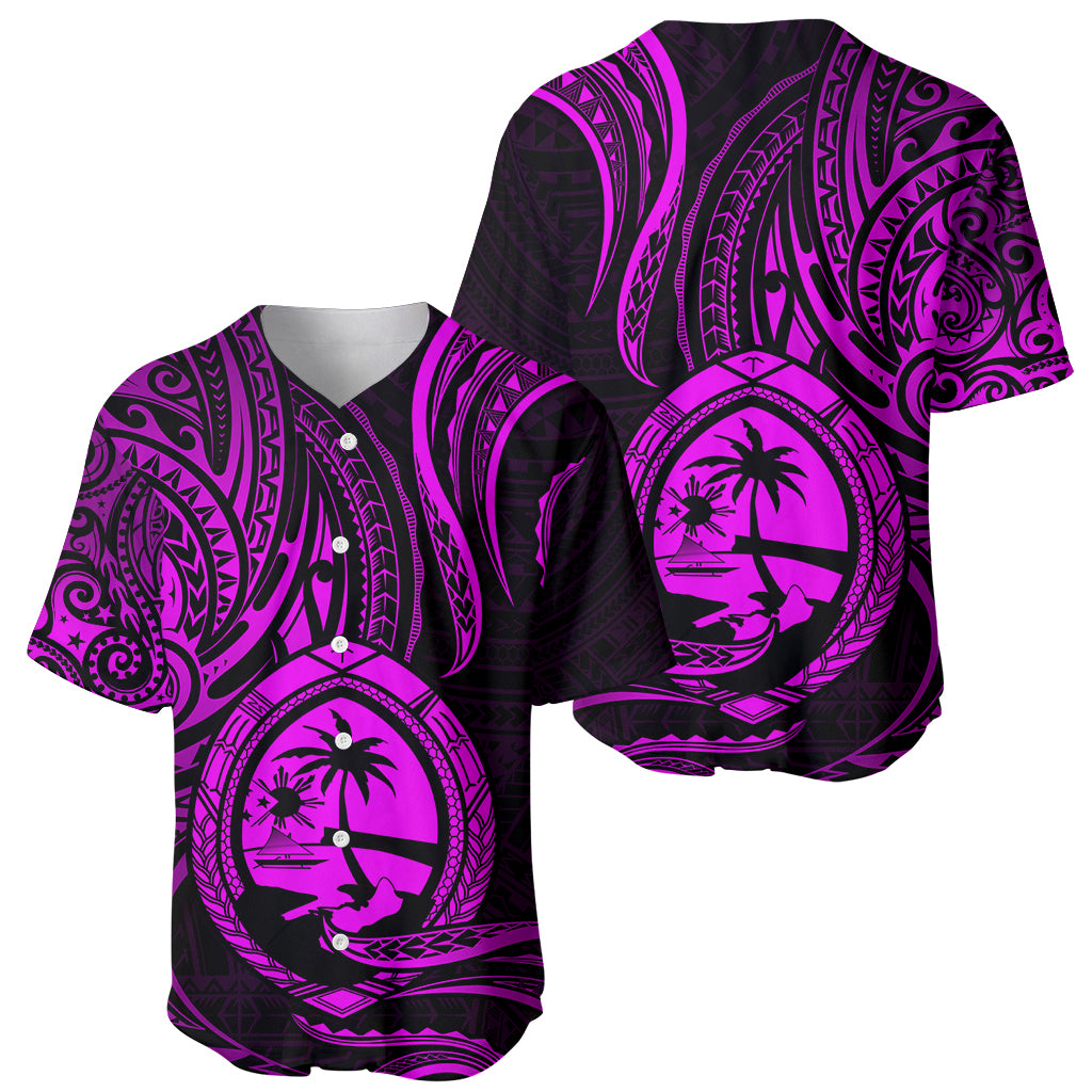 Polynesian Pride Guam Baseball Jersey With Polynesian Tribal Tattoo and Coat of Arms Purple Version LT9 Purple - Polynesian Pride