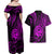 Polynesian Guam Coat of Arms Couples Matching Off Shoulder Maxi Dress and Hawaiian Shirt Polynesian Tribal Tattoo Purple Version