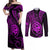 Polynesian Guam Coat of Arms Couples Matching Off Shoulder Maxi Dress and Long Sleeve Button Shirt Polynesian Tribal Tattoo Purple Version