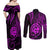 Polynesian Guam Coat of Arms Couples Matching Off Shoulder Maxi Dress and Long Sleeve Button Shirt Polynesian Tribal Tattoo Purple Version