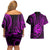 Polynesian Guam Coat of Arms Couples Matching Off Shoulder Short Dress and Hawaiian Shirt Polynesian Tribal Tattoo Purple Version