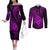 Polynesian Guam Coat of Arms Couples Matching Off The Shoulder Long Sleeve Dress and Long Sleeve Button Shirt Polynesian Tribal Tattoo Purple Version