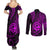 Polynesian Guam Coat of Arms Couples Matching Summer Maxi Dress and Long Sleeve Button Shirt Polynesian Tribal Tattoo Purple Version