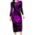 Polynesian Guam Coat of Arms Family Matching Long Sleeve Bodycon Dress and Hawaiian Shirt Polynesian Tribal Tattoo Purple Version