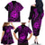 Polynesian Guam Coat of Arms Family Matching Off The Shoulder Long Sleeve Dress and Hawaiian Shirt Polynesian Tribal Tattoo Purple Version