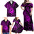 Polynesian Guam Coat of Arms Family Matching Off Shoulder Maxi Dress and Hawaiian Shirt Polynesian Tribal Tattoo Purple Version