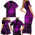 Polynesian Guam Coat of Arms Family Matching Short Sleeve Bodycon Dress and Hawaiian Shirt Polynesian Tribal Tattoo Purple Version