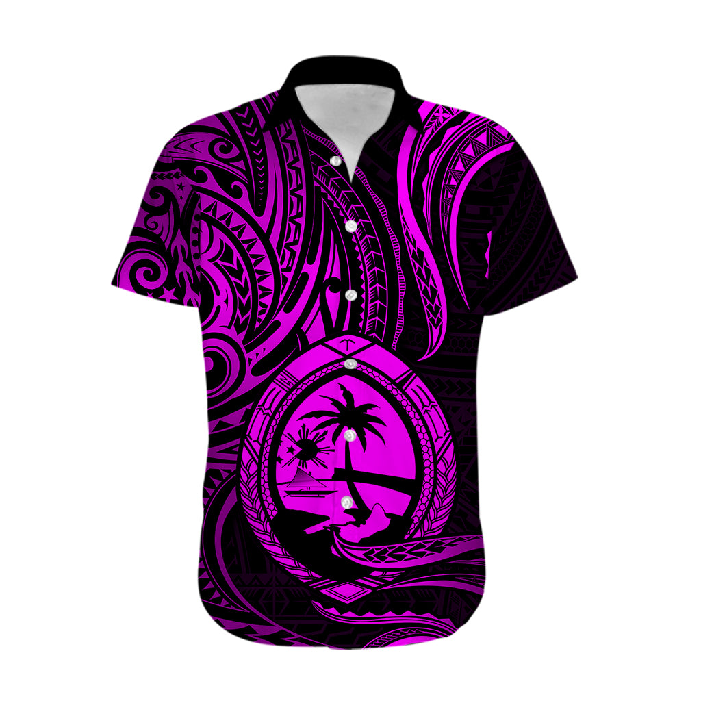 Polynesian Pride Guam Hawaiian Shirt With Polynesian Tribal Tattoo and Coat of Arms Purple Version LT9 - Polynesian Pride