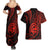 Polynesian Guam Coat of Arms Couples Matching Summer Maxi Dress and Hawaiian Shirt Polynesian Tribal Tattoo Red Version