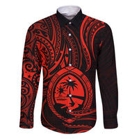 Polynesian Guam Coat of Arms Family Matching Mermaid Dress and Hawaiian Shirt Polynesian Tribal Tattoo Red Version