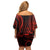 Polynesian Guam Coat of Arms Family Matching Off Shoulder Short Dress and Hawaiian Shirt Polynesian Tribal Tattoo Red Version