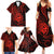 Polynesian Guam Coat of Arms Family Matching Summer Maxi Dress and Hawaiian Shirt Polynesian Tribal Tattoo Red Version