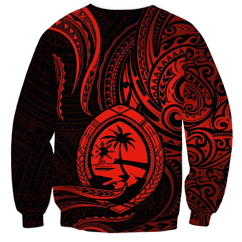 Polynesian Pride Guam Sweatshirt With Polynesian Tribal Tattoo and Coat of Arms Red Version LT9 - Polynesian Pride