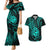 Polynesian Guam Coat of Arms Couples Matching Mermaid Dress and Hawaiian Shirt Polynesian Tribal Tattoo Turquoise Version