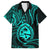 Polynesian Guam Coat of Arms Family Matching Tank Maxi Dress and Hawaiian Shirt Polynesian Tribal Tattoo Turquoise Version