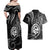 Polynesian Guam Coat of Arms Couples Matching Off Shoulder Maxi Dress and Hawaiian Shirt Polynesian Tribal Tattoo Black Version