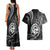 Polynesian Guam Coat of Arms Couples Matching Tank Maxi Dress and Hawaiian Shirt Polynesian Tribal Tattoo Black Version