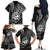 Polynesian Guam Coat of Arms Family Matching Off The Shoulder Long Sleeve Dress and Hawaiian Shirt Polynesian Tribal Tattoo Black Version