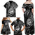 Polynesian Guam Coat of Arms Family Matching Off Shoulder Maxi Dress and Hawaiian Shirt Polynesian Tribal Tattoo Black Version