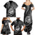 Polynesian Guam Coat of Arms Family Matching Summer Maxi Dress and Hawaiian Shirt Polynesian Tribal Tattoo Black Version