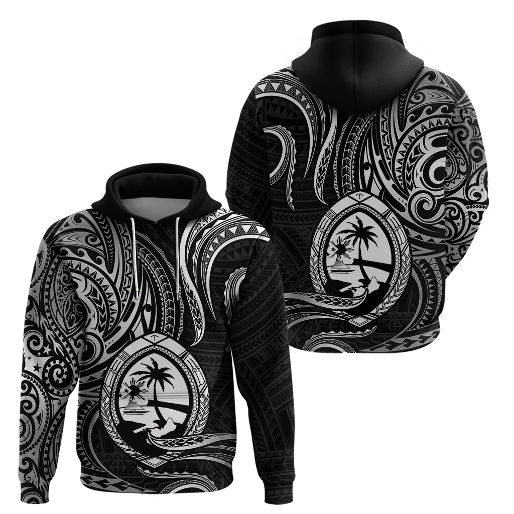 Polynesian Pride Guam Hoodie With Polynesian Tribal Tattoo and Coat of Arms Black Version LT9 Black - Polynesian Pride